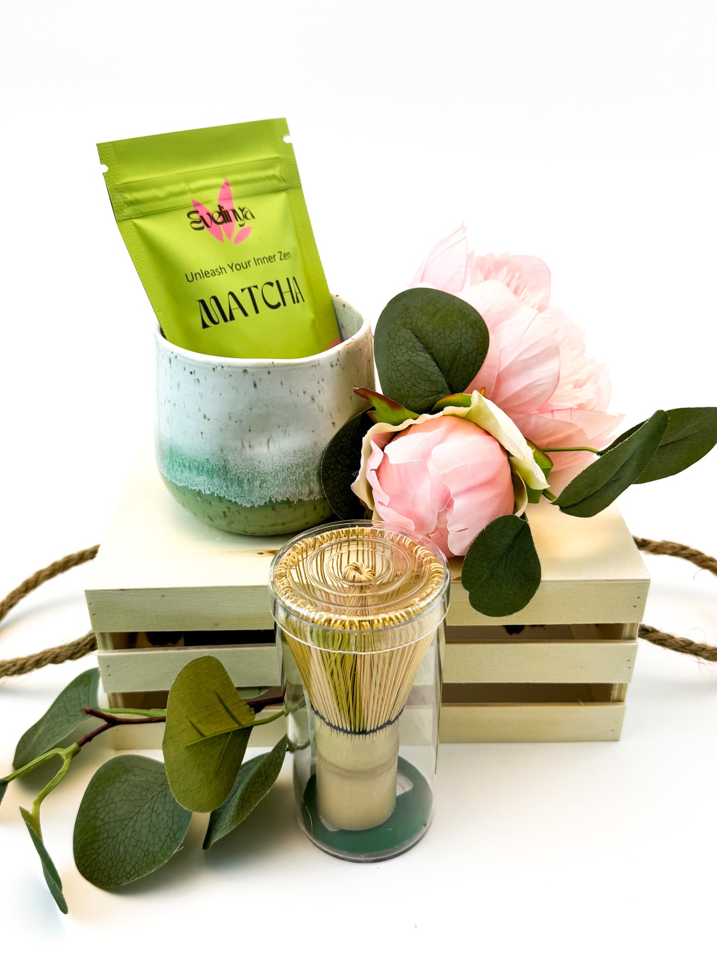 Paket matcha + glinen lonček + metlica