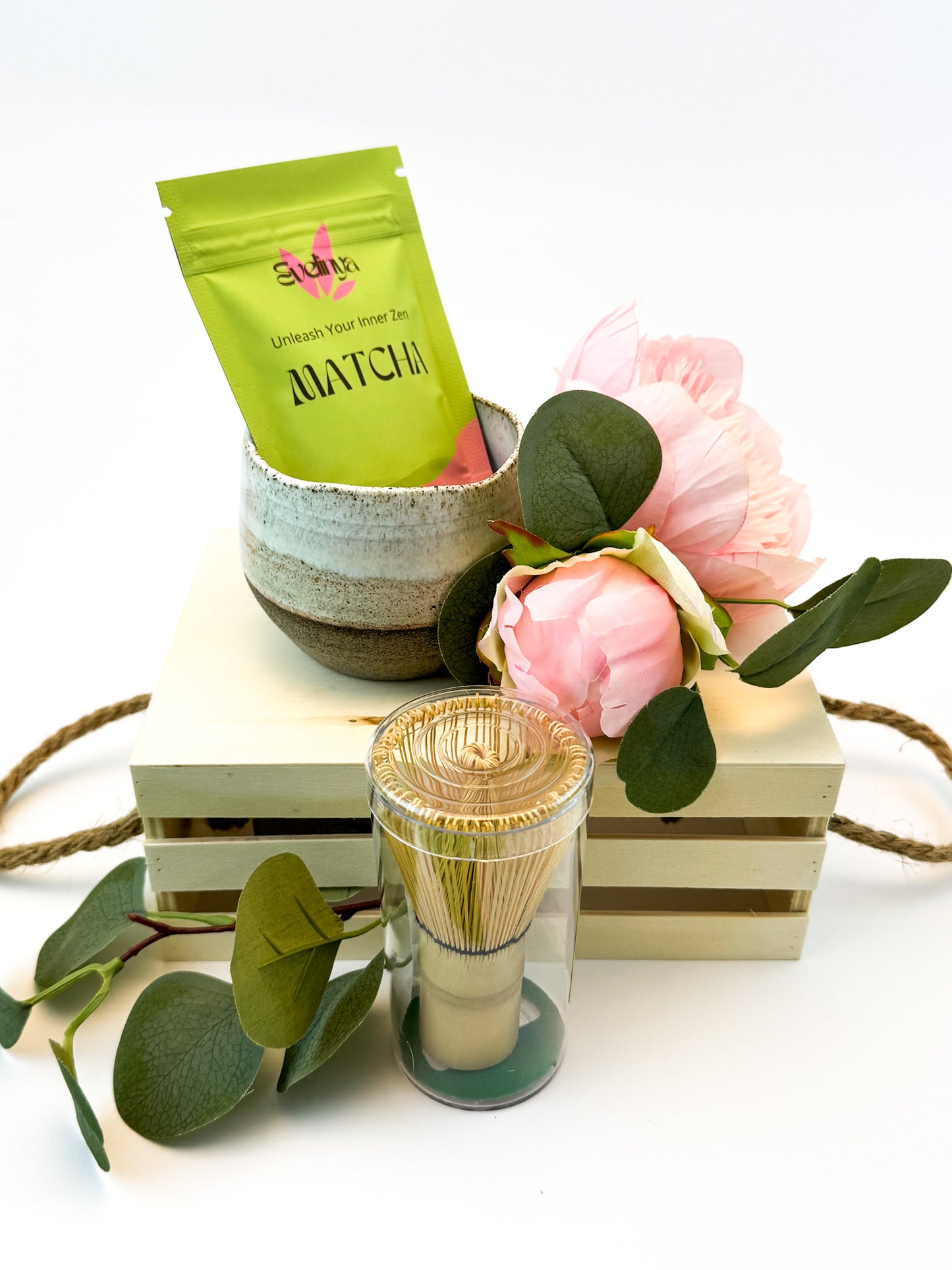 Paket matcha + glinen lonček + metlica