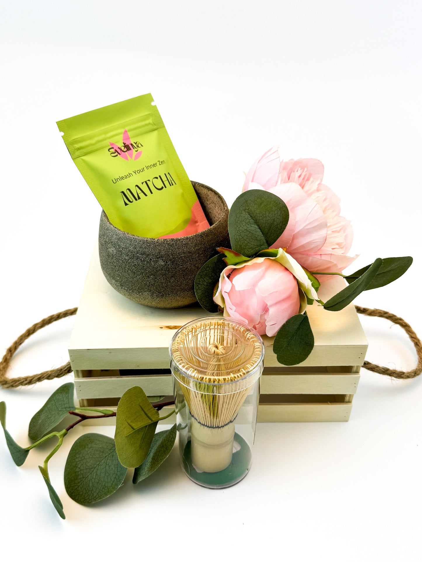 Paket matcha + glinen lonček + metlica